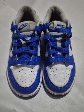 Nike Kids White and Blue Lace-Up Sneakers